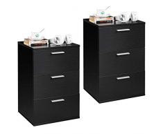 Tidyard Comodini con Cassetti 2 pz,Comodino Camera da Letto Vintage Marrone