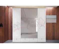 Armadio 4 Ante Con Specchio E Quattro Cassetti Nella Parte Inferiore Mobile Design Moderno Per La Camera Da Letto AI3