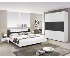 AVANTI TRENDSTORE - Rubi - Camera da letto completa con fusto del letto matrimoniale, 2 comodini ed unarmadio spazioso ad ante scorrevoli