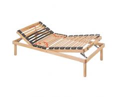 Baldiflex - Rete Singola 90x190 cm Dispositivo Medico Detraibile, Replay Manuale, Alzata Reclinabile Manuale, Telaio e doghe in Legno Naturale di faggio