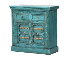 Casa Moro | Cassettone orientale Elisam 90x40x90 cm (L/I) turchese in stile coloniale | credenza stretta in vero legno di mango | comodino per una vita semplicemente bella | CA541150