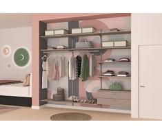 Alucabina - Cabina armadio di alta qualità. Larghezza 275 cm. Altezza 253 cm. Colore legno Tortora setato. Modello Navy