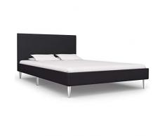 vidaXL Giroletto Imbottito Classico Elegante Telaio Letto Struttura in Ferro Verniciato Testata in MDF Nero in Tessuto 120x200 cm