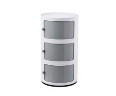 Comodino 2/3/4 Tier Comodini comodino, di plastica rotondo Comodino bagagli Unità petto con cassetti e portello scorrevole moderna camera da letto soggiorno Consolle Cabinet Locker Comodini letto