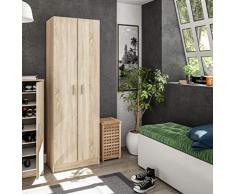 Dmora Armadio Multiuso a Due Ante battenti e Cinque Ripiani, Colore Rovere, cm 59 x 37 x h180
