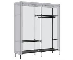 SONGMICS Armadio portatile in tessuto, 45 x 165 x 190 cm, con capacità di 110 kg, facile da montare, per guardaroba, camera da letto, nero, RDR301B02