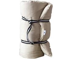FUTON ITALY - Futon 65 x 200 x 8 cm, pieghevole e trasportabile, per shiatsu, yoga e massaggio:in puro cotone + cintura Yogi (Lino)