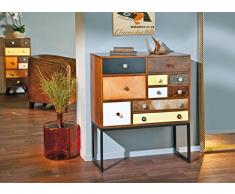 Como`cassettiera in legno pino massiccio stile vintage etnico 10 cassetti