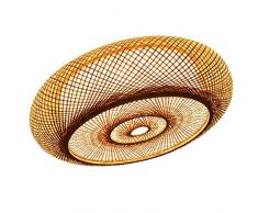 H.W.S Plafoniera Vintage Lampada Da Soffitto Per Soggiorno A Sospensione Retrò Bambù Naturale In Rattan Anello Rotondo Illuminazione Caffè Camera Letto Sala Pranzo E27 Bagno Corridoio (40cm)