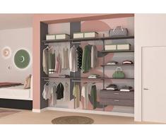 Alucabina - Cabina armadio di alta qualità. Larghezza 275 cm. Altezza 253 cm. Colore legno Tortora Spazzolato. Modello Rock