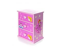 Cassettiera trinket scatola porta gioielli & porta ciodoli per bambini in legno rosa con principessa