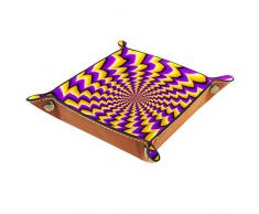 HOHOHAHA Dizzy Art Jewelry vassoio in pelle da comodino con fibbia a scatto per riporre i dadi, organizer per gioielli da uomo, portachiavi, portamonete in poliuretano, Multicolore02, 16x16cm