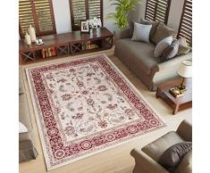 TAPISO Colorado Tappeto Camera da Letto Moderno Salotto Soggiorno Sala Motivo Floreale Orientale Tradizionale Classico Cornice A Fiori Rosso Crema Pelo Corto 60 x 100 cm