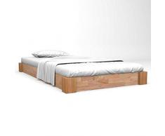 vidaXL Legno Massello di Rovere Giroletto a Una Piazza Classico Telaio Struttura Letto Singolo Colore Naturale 120x200 cm