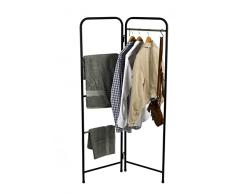 Iris Ohyama, Armadio, Appendiabiti, Appendiabiti/Design, 6 Barre e 2 Ganci, Industriale, Montaggio Facile, Ufficio, Ingresso, Camera da Letto, Soggiorno - Metal Garment rack- PI-O150 - Nero