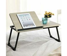 BAKAJI Tavolino Vassoio da Letto Divano per Notebook PC Laptop Pieghevole Leggio 65x30cm, Tavolino Colazione da Letto (Nero)