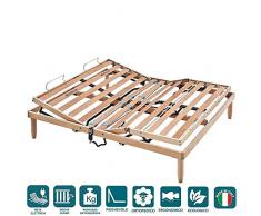 Evergreenweb - Rete Matrimoniale Elettrica 135x190 a Doghe in Legno Ortopedica Alzata Motorizzata Base Letto o Materasso, Rinforzata 3 Zone Reclinabili Regolatori di Rigidità Piedi Smontabili Offerta