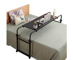Tavolo da letto con ruote sovrapposte da scrivania sopra il letto, letto king size e queen size, tavolo per computer portatile sopra il letto tavolo con ruote (nero)