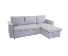 Mendler Divano Letto Divano angolare HWC-D92 Tessuto Grigio Chiaro
