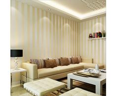 Rotolo di carta da parati in tessuto non tessuto KeTian, stile europeo moderno minimalista, country, lussuoso, a righe, per soggiorno o camera da letto, 0,53 m x 10 m = 5,3 m2, Non-lana, Beige, 0.53m (1.73' W) x 10m(32.8'L)=5.3m2 (57 sq.ft)