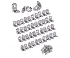 30PCS Angoli in Metallo, Staffa ad Angolo Retto in AcciaioInossidabile, Staffe Metalliche Piccole, Staffa Angolare a 90 Gradi, 20 * 20 * 16 mm, per Legno, Mensole, Mobili, Armadio. Con Viti.