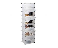 Relaxdays 10021963_50 Scarpiera Armadio, 10 Ripiani, Sistema a Incastro, Salvaspazio, HxLxP 176 x 49 x 37 cm ca., Trasparente, plastica, 20 pairs