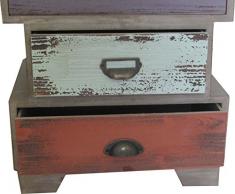Cassettiera Vintage multicolor sagomata in legno di paulonia L45xPR35xH68 cm