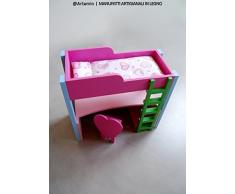 Il letto di Barbie - letto a soppalco con scrivania in legno