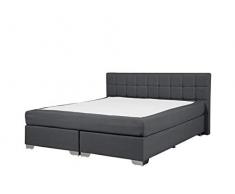 Beliani Letto boxspring in Tessuto Grigio 160 x 200 cm Admiral