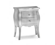 Mar.c.a. Design - Comodino Bombato con 2 Cassetti in Legno di Pioppo Argento, Mobile Arte Povera Made in Italy - Misura 49x29x61h