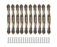 Fdit Maniglie per Porte 10 Set Maniglie in Bronzo Stile Vintage Maniglie per armadietti Maniglie per Porte da fienile in Rame Antico per comò Cassetto Armadio Home Office