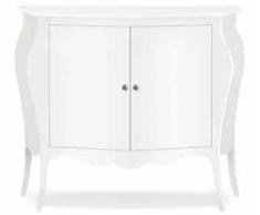 CasaPiù est 2019 Comò bombato 2 porte,arte povera, in legno massello e mdf con rifinitura in bianco opaco- Mis. 120X50X85H