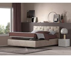 Talamo Italia Letto Contenitore Matrimoniale Beethoven Beige Tessuto Vintage Made in Italy 184 x 104 x 225, Doppio