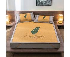 YXLHJY Tappetino per Dormire in bambù Estivo Stuoia del Rattan Letto Seta del Ghiaccio Stuoia di bambù Pieghevoli Lavabile in 3 Pezzi Estate Letto Singolo Pieghevole Materasso Pieghevole-e Queen2