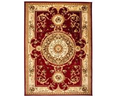 Tappeto Salotto NOBLE Tradizionale Taglio Contorno – Colore Rosso Beige Motivo Orientale – Morbido - Facile Da Pulire – Migliore Qualità – Diverse Misure S-XXXL 200 x 300 cm
