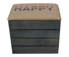 Liza Cassapanca di legno, colore: blu petrolio, Panca, Pouf, Sgabello Vintage con sedile comodo rivestito di tessuto. Mobile per esterno da Scarpe, Giocattoli. Pino nordico massiccio – 50 x 45 x 36 cm Felice