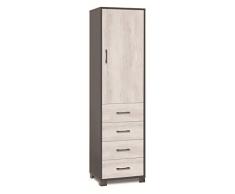 Dmora Armadio Contenitore 1 Anta + 4 cassetti, Legno Bicolore, 193 x 41 x 50 cm
