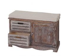 Mendler Serie Vintage Panca cassettiera HWC-J22 Legno di paulonia Marrone