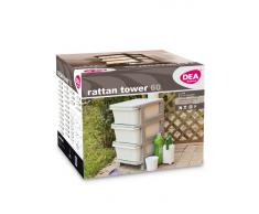 Dea Home Z908R008 60 Cassettiera Rattan Tower, 37X37X60, Milk Bianco