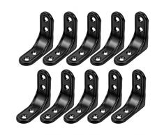 Staffe Angolari 90 Gradi Nera, bretelle angolari in Acciaio Inox, Staffe a L, 90 Gradi Staffa Angolare, Angolari Metallo per Legno, Staffe Angolare per Legno, Mensole, Mobili, Armadio 50x50mm Nero