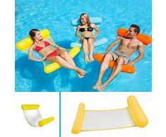 Sinwind Letto Galleggiante, Amaca Gonfiabile 4 in 1 Galleggiante Sdraio Galleggiante Acqua Amaca Acqua Amaca Estate di Nuoto Gonfiabile Galleggiante Sedia a Sdraio per Adulti e Bambini (Giallo)