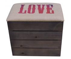 Liza Cassapanca di legno, colore: Talpa, Panca, Pouf, Sgabello Vintage con sedile comodo rivestito di tessuto. Mobile per esterno da Scarpe, Giocattoli. Pino nordico massiccio – 50 x 45 x 36 cm love