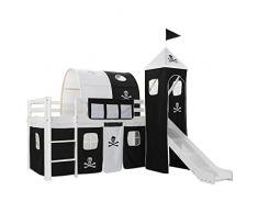vidaXL Letto a Castello con Scivolo e Scala Letto a Soppalco Cameretta per Bambini con Resistente Comoda Solida Stile da Favola in Pino 97x208cm