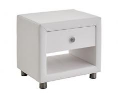 Atlantic Home Collection Comodino, Similpelle, Bianco, 40 x 50 x 45 cm