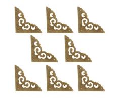 Tiazza 8 pezzi vintage ottone antico decorativo scatola paraspigoli paraspigoli in legno scatola regalo armadio petto angolo protezione bordo copertura piatto (bronzo anticato)