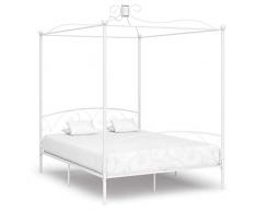 Tidyard Struttura Letto a Baldacchino in Metallo Bianco,Letto Ospiti,Struttura Letto Matrinoniale,Struttura Letto Singolo,Letto in Metallo,Letto con Tetto 180x200 cm