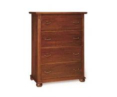 Mar.c.a. Design - Cassettiera Soggiorno Legno di Pioppo Noce Scuro, Mobile Arte Povera con 4 Cassetti Made in Italy - Misura 102x50x140