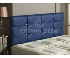 CROWNBEDSUK Testiera in Ecopelle di qualità, in Vari Colori (Blu, 1,2 m (Letto Matrimoniale), Pelle Sintetica, 4ft (S Doppio)