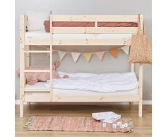 Hoppekids Letto a castello per Bambini ECO Comfort Naturale | 70x160 + Dogde del letto | Etichetta ecologica nordica | Pino massiccio dallUE
