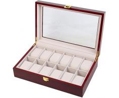 La Copertura del Vassoio del valletto degli Uomini del Rilievo Staccabile del Bottone del Metallo del Contenitore di Metallo della Scatola di Orologio di Legno Solido del Solido è Copertura di Vetro